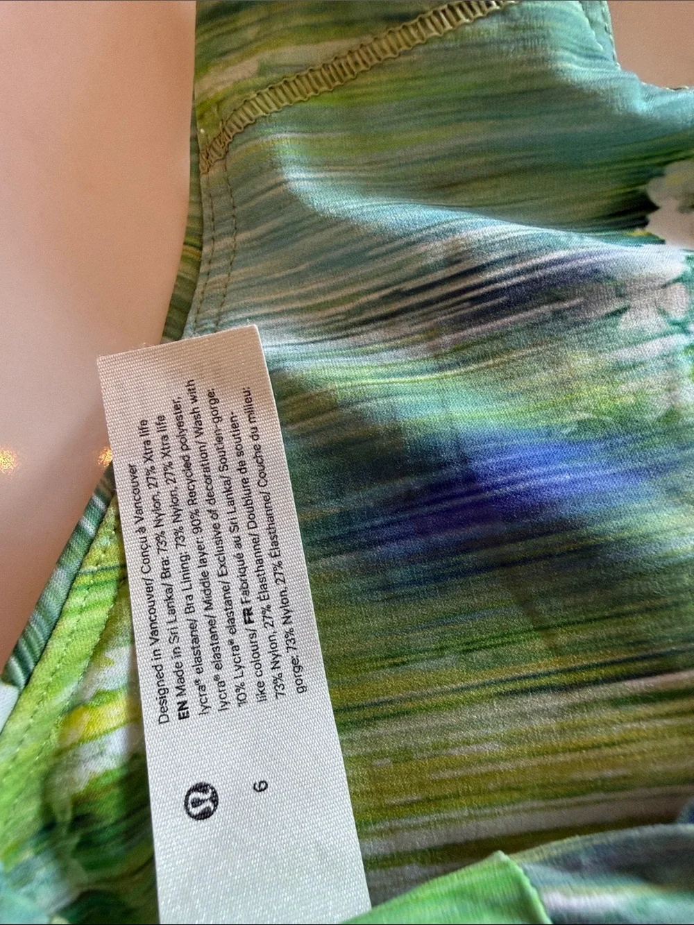 lululemon athletica Green and Blue Watercolor Racerback Sports Bra - Picture 3 of 4
